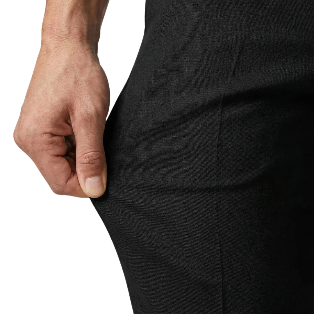 Pantalon extensible homme élégant Zenniro – détail de la coupe