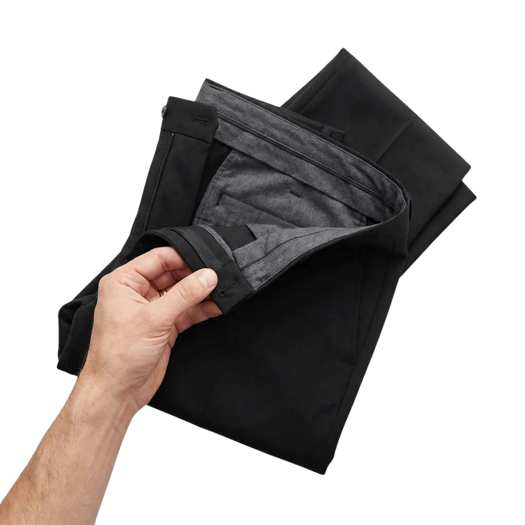 Pantalon extensible homme élégant Zenniro – détail de la matière