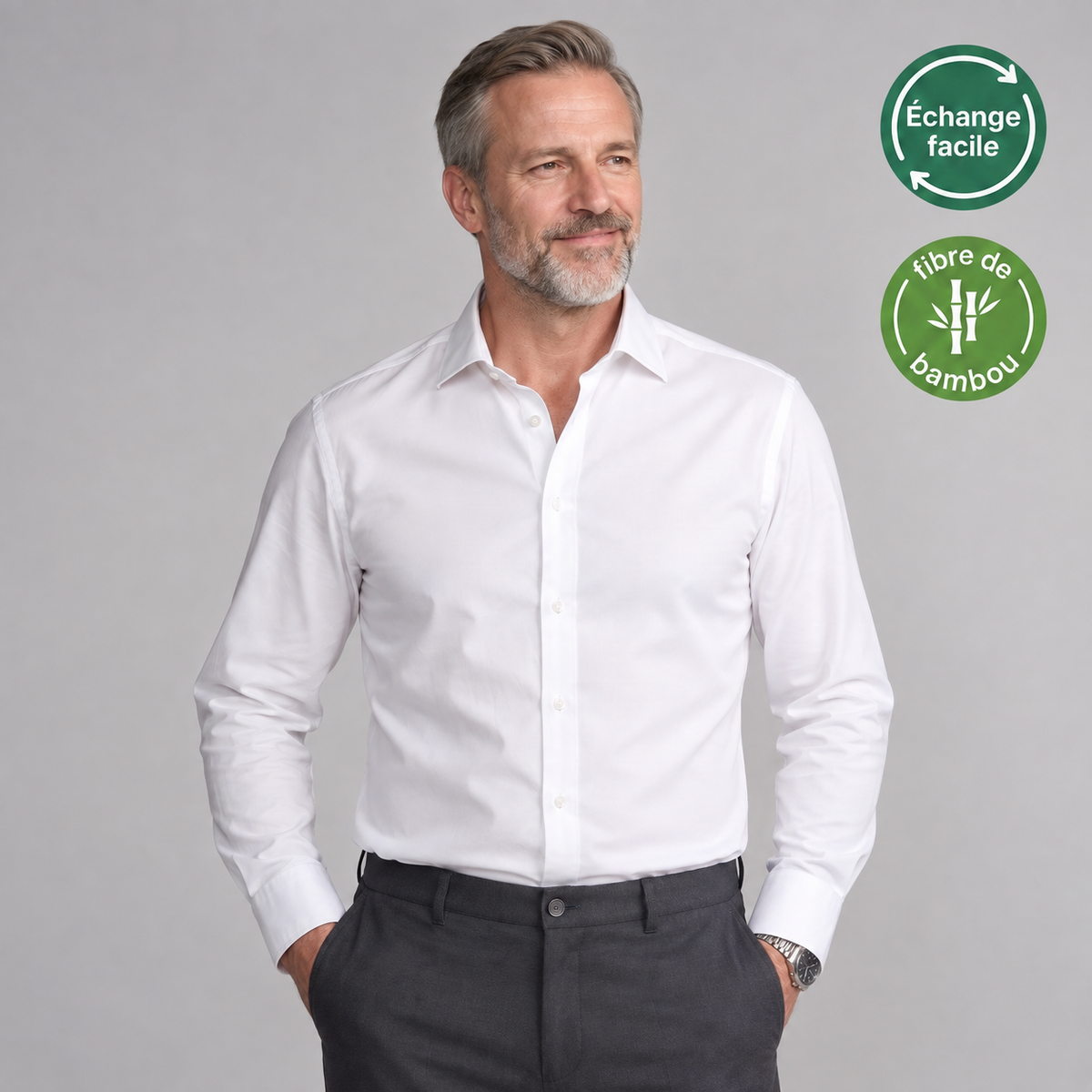 Chemise infroissable coupe ajustée en fibre de bambou Zenfit™