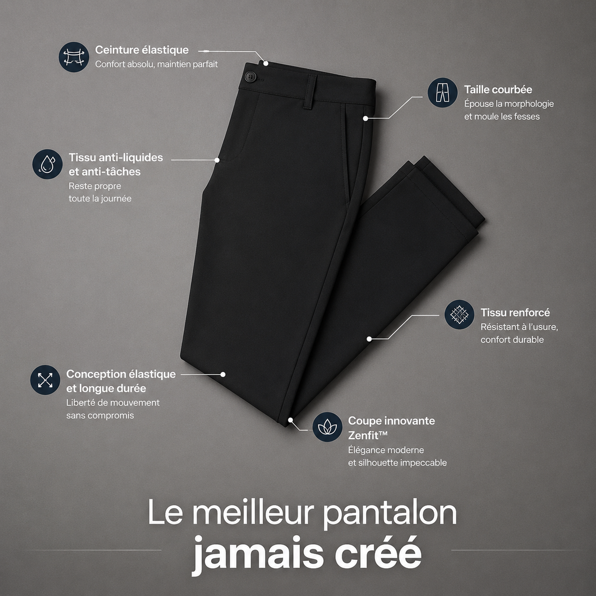 Pantalon extensible homme élégant Zenniro – vue de face