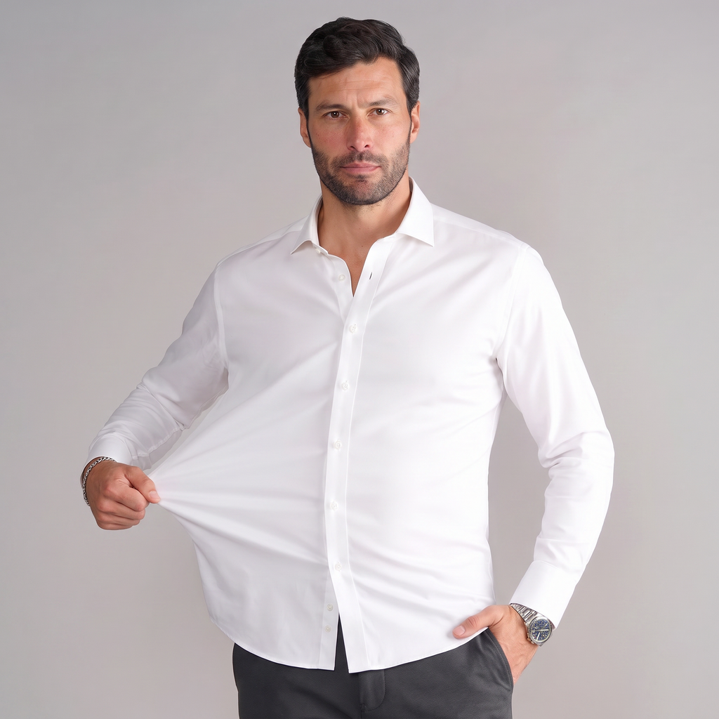 Chemise infroissable homme coupe ajustée Zenniro – zoom sur le tissu