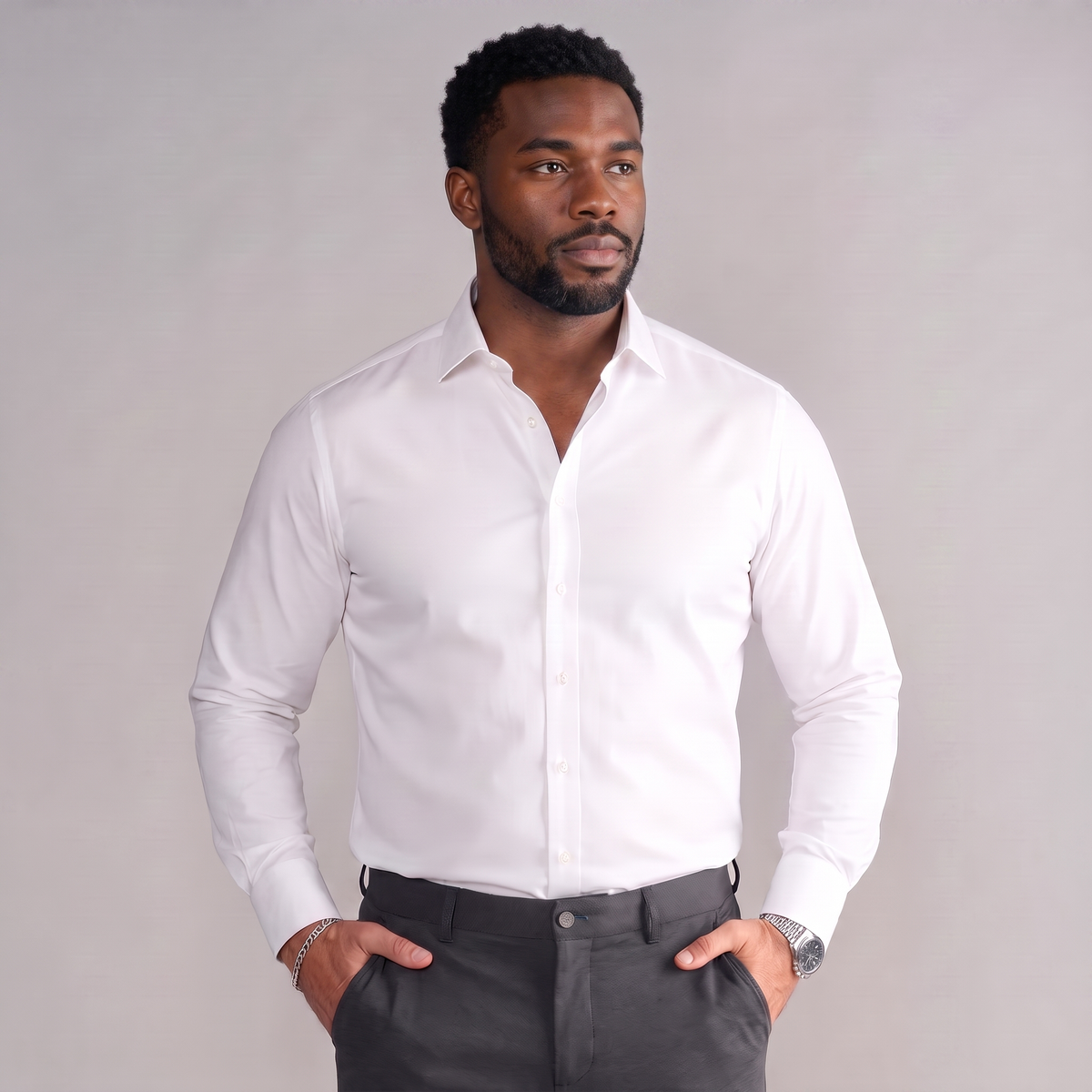 Chemise infroissable homme coupe ajustée Zenniro – vue en situation