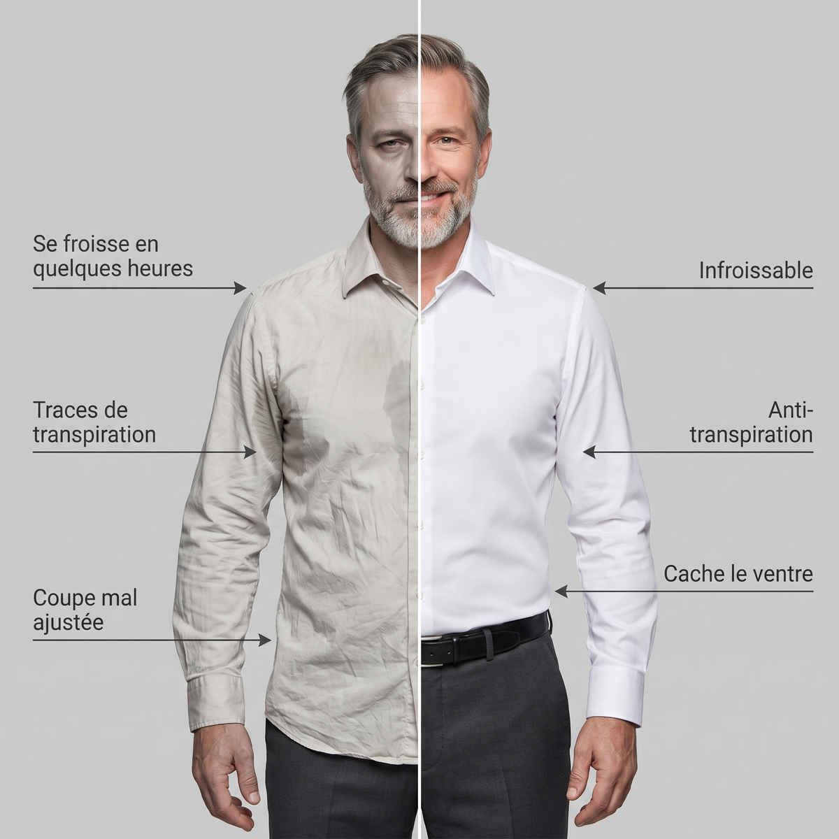 Chemise infroissable homme coupe ajustée Zenniro – détail du produit