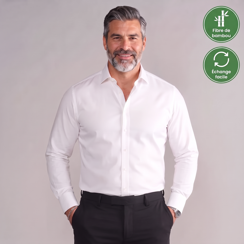 Chemise infroissable coupe ajustée en fibre de bambou Zenfit™
